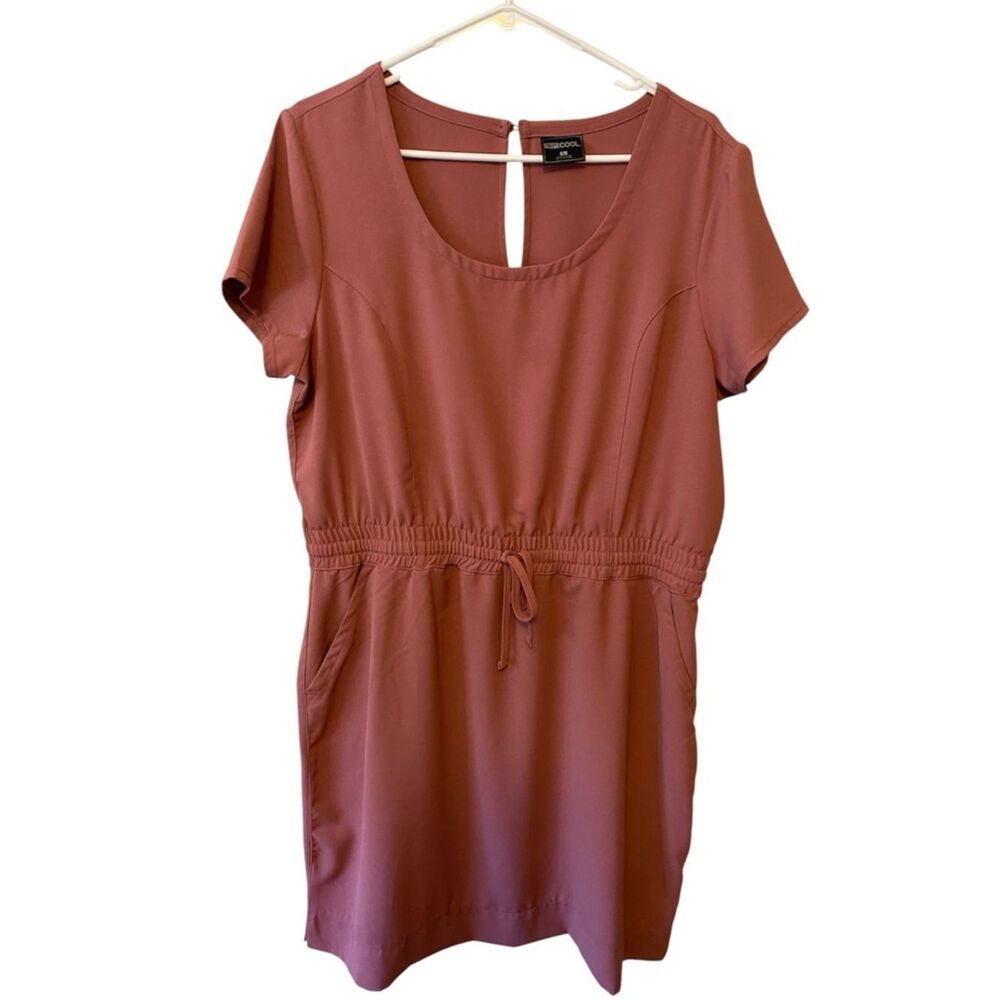 32 Degrees Soft Twill Drawstring Pocket Dress - Deco Rose - Size Large